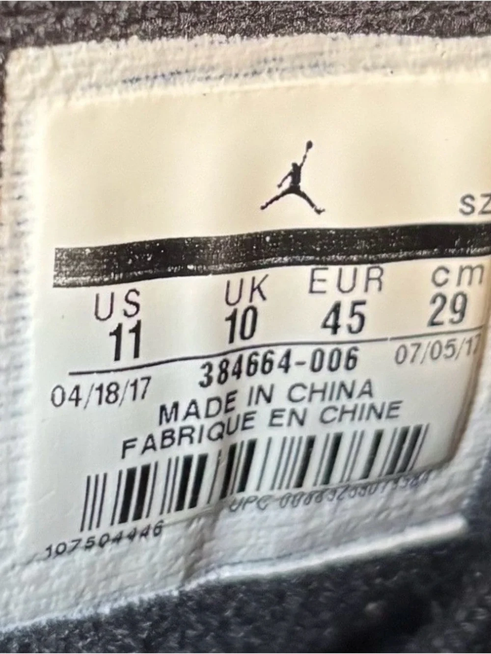 Jordan 6 Retro UNC 2017  Size 11